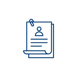 Ein Dokument mit einem Profilbild und Textinformationen, das durch eine Büroklammer zusammengehalten wird.