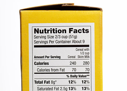 Label with nutrition information