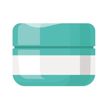 Turquoise cream can with a white stripe around the middle.
