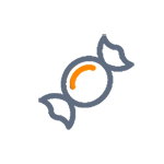 A stylized logo with a gray and orange design that represents an abstract shape.