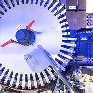 Machine with rotating parts and control elements designed for industrial applications.