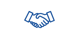 Two hands shaking in greeting symbolize collaboration and agreement.