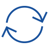 Blue, circular symbol with two arrows representing a cycle, commonly used for updates or synchronization.