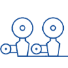 Two stylized figures with round heads and simple bodies standing side by side.