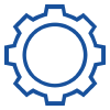 Blue gear symbol with an inner circle, commonly used for settings or technical options.