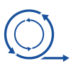 A blue, spiral arrow moving to the right symbolizes progress or the pursuit of a goal.