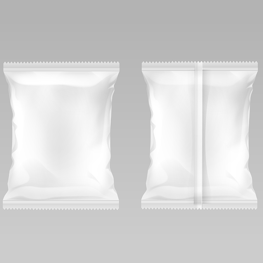White, empty packaging with a smooth surface, visible from the front and back, without any labels or contents.