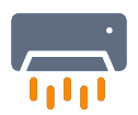 Air conditioning with orange air currents flowing downward.
