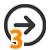 A gray arrow pointing to the right, surrounded by a circle, with the number three in orange.