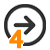 A gray symbol with an orange number four and an arrow pointing to the right.