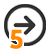 Orange number '5' in front of a gray arrow pointing to the right, surrounded by a circle.