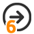 A gray circle with an orange number six and an arrow pointing to the right.