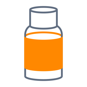 An orange container with a gray lid that holds a liquid.