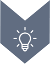A gray symbol with a light bulb in the center, surrounded by rays representing light.
