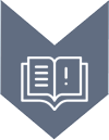 A book opened with an exclamation mark, indicating important information.