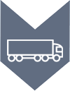 Truck symbol on a gray background, depicted in a simple white line.