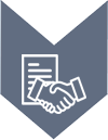 Handshake next to a document with text lines symbolizes collaboration or a contract.
