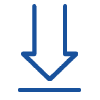 A blue download arrow pointing downwards, above a horizontal line.